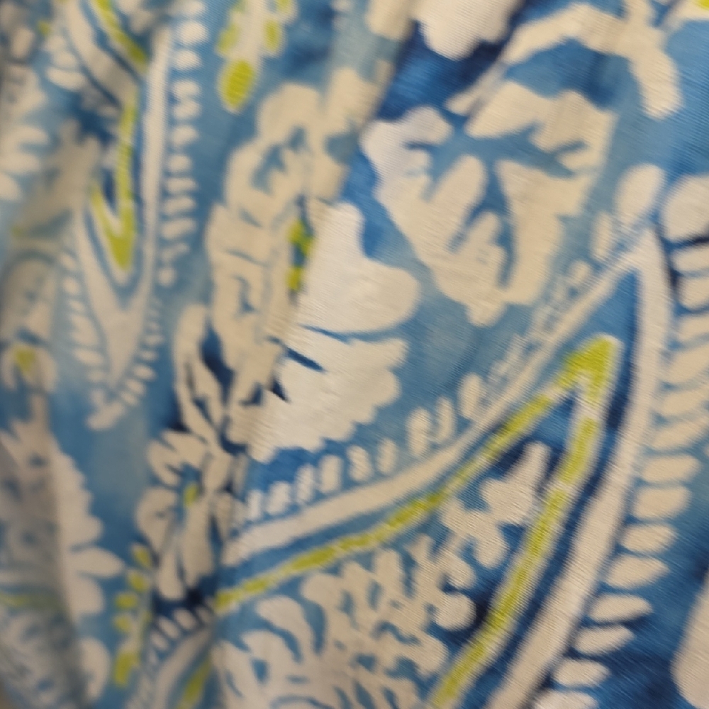 Christian Siriano NY Blue White Paisley Linen‎ Blend Smocked Top Small - Picture 4 of 9